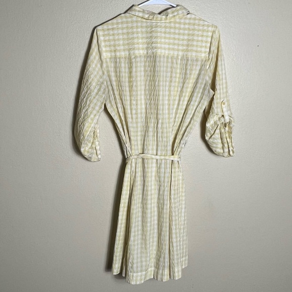 Vintage Yellow and White Gingham Button Down Dress Size Medium - Picture 5 of 5